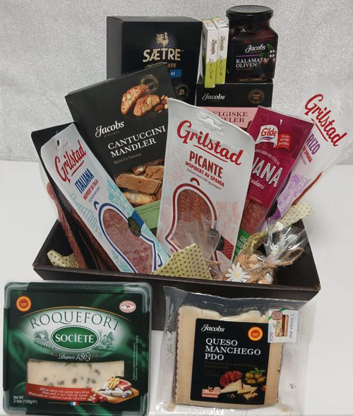 Bedrifts Gourmet Gavekurv med Spekemat og Snacks