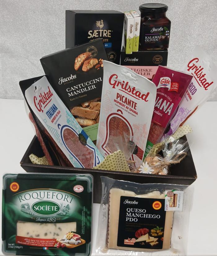 Bedrifts Gourmet Gavekurv med Spekemat og Snacks