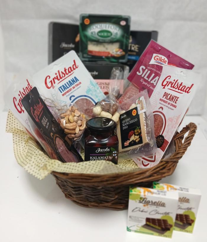 Bedrifts Gourmet Gavekurv med Spekemat og Snacks