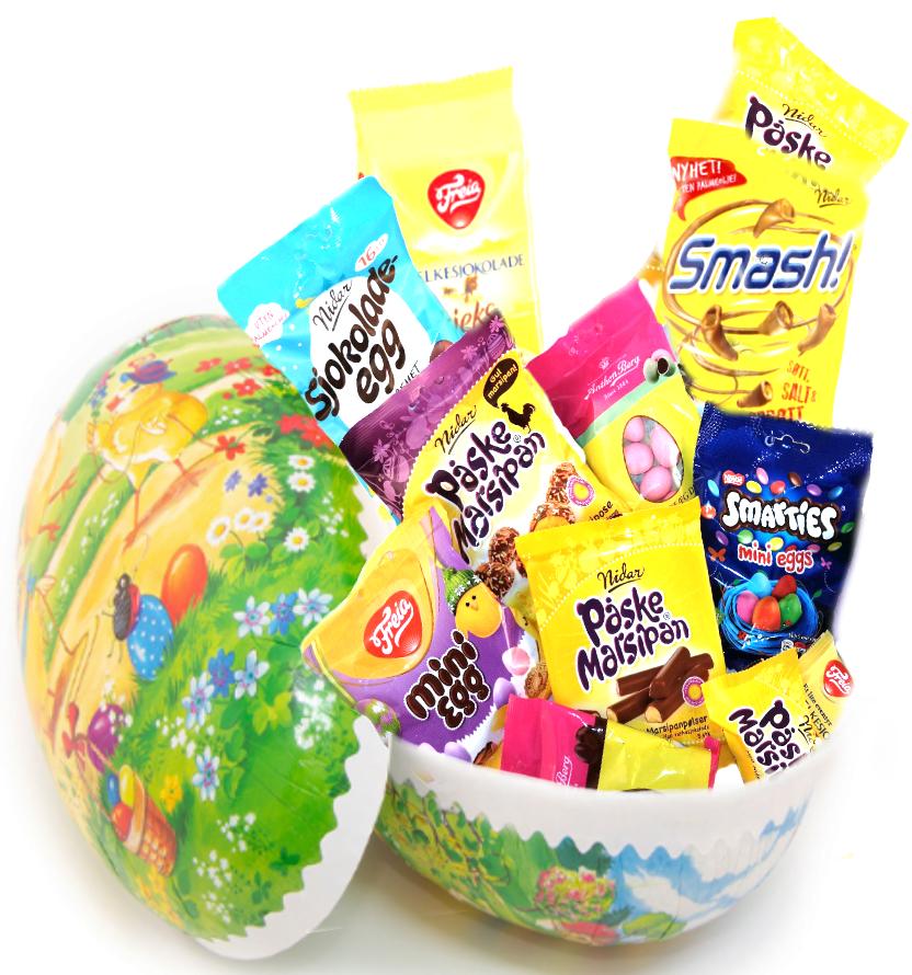 Påskeegg 30cm fylt med mange godbiter