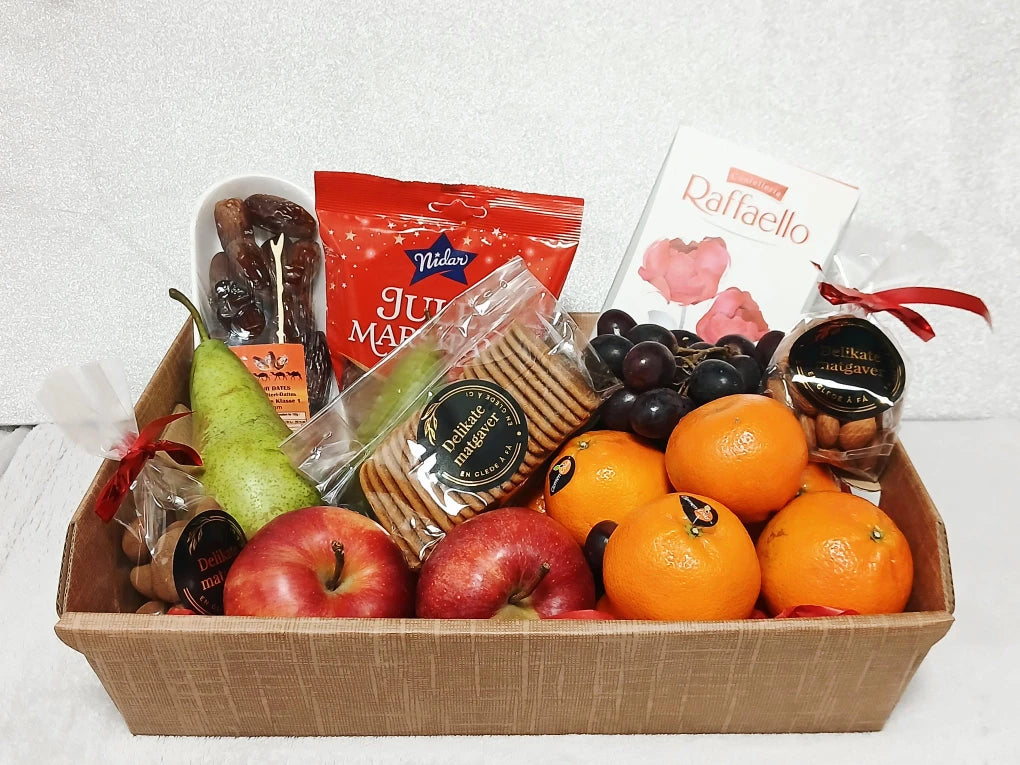 Premium Julegavekurv med Frukt og Delikatesser – Bedriftsgave