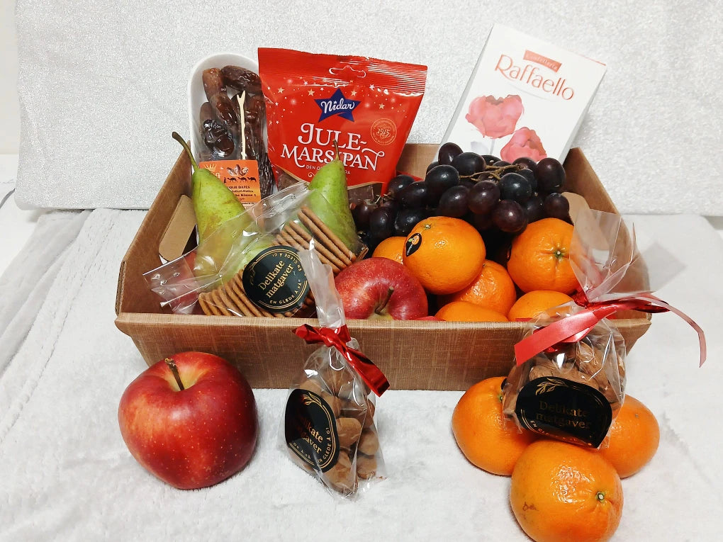 Premium Julegavekurv med Frukt og Delikatesser – Bedriftsgave