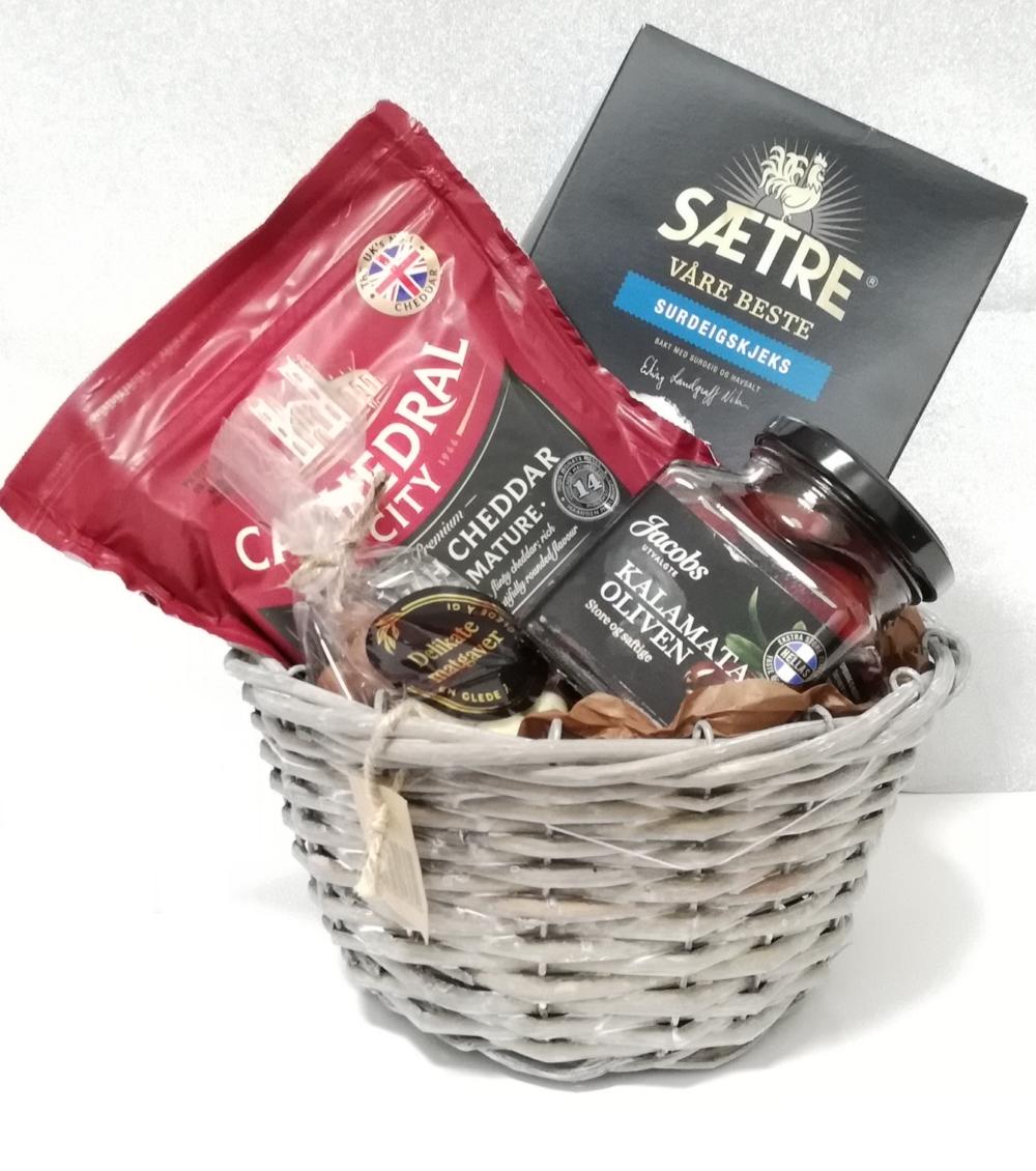 Gavepakke med gourmetmat til minnesamvær og omtanke
